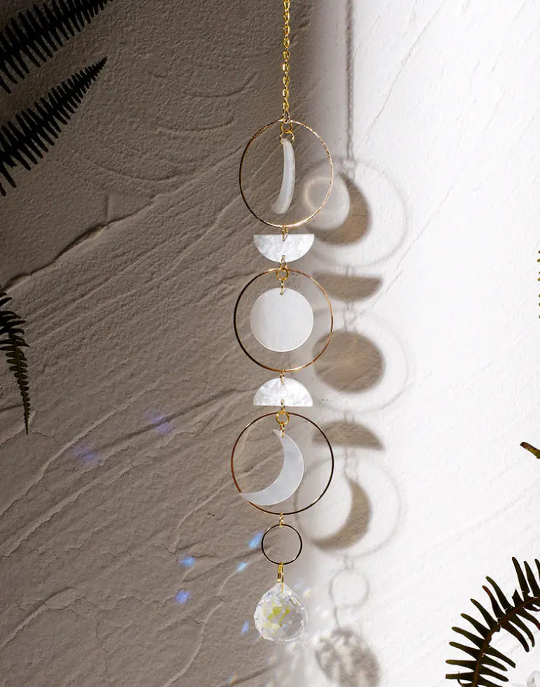 Natural Crystal Pendant with Acrylic Metal Chain Decor