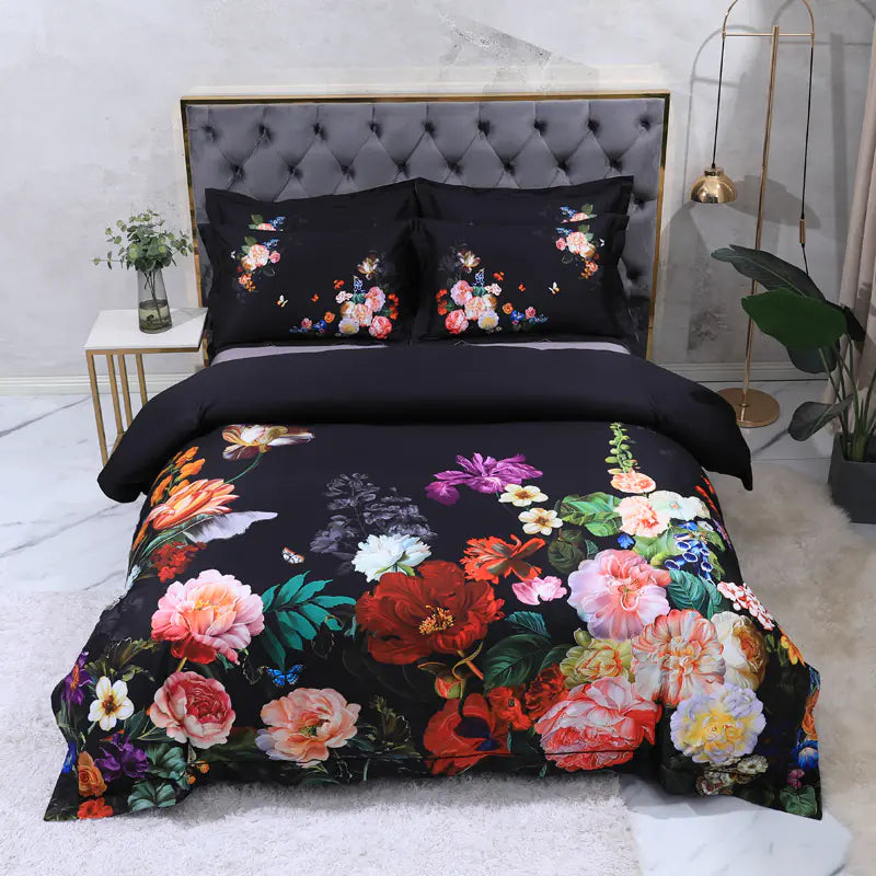Luxury 100 Cotton Digital Floral Bedding Set (4 Pieces)