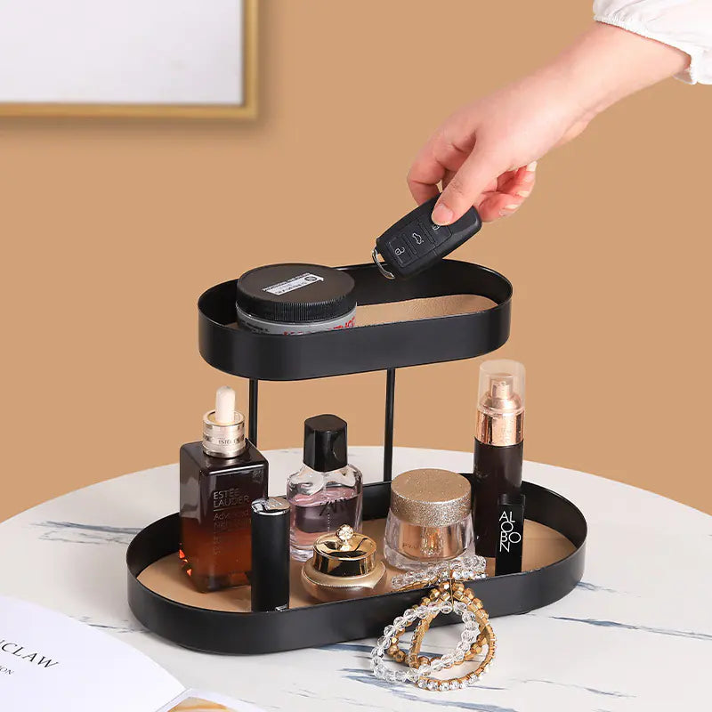 Modern Luxury Double-Layer Key Storage Tray for Bedroom