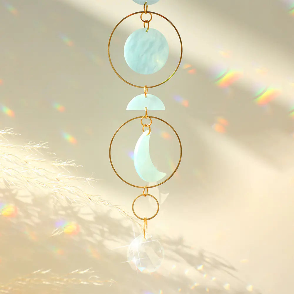 Natural Crystal Pendant with Acrylic Metal Chain Decor