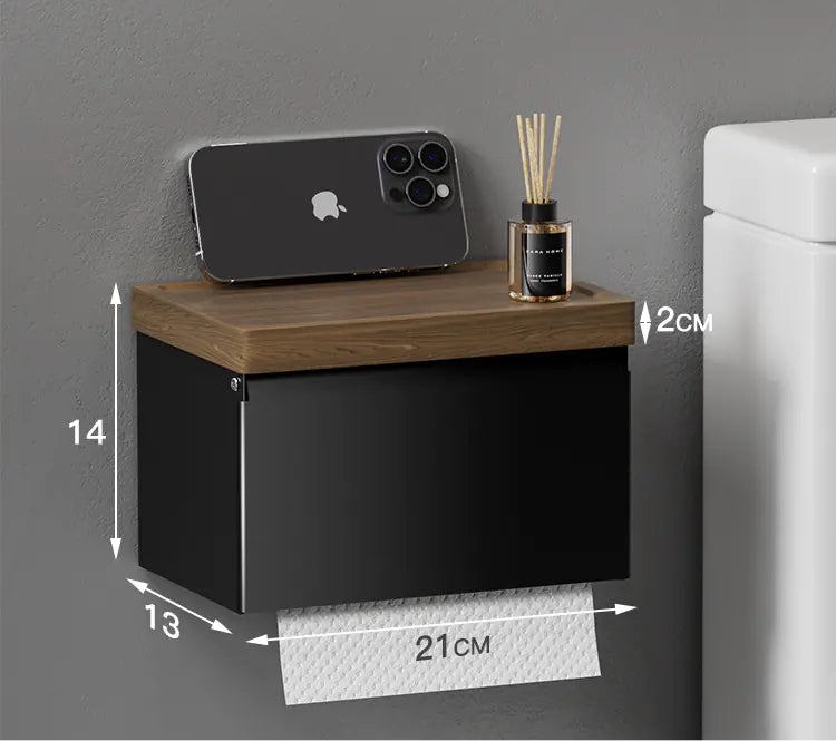 Wooden Wall-Mounted Tissue Box for Bathroom Storage