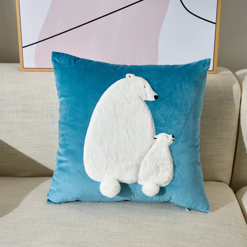 Embroidered Velvet Plush Cute Sofa Cushion Cover