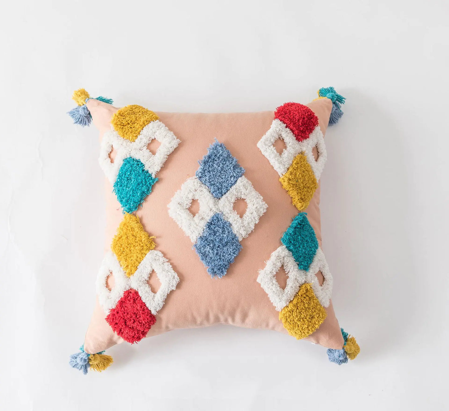 Moroccan Style Tufted Cushion with Cotton Canvas Cover