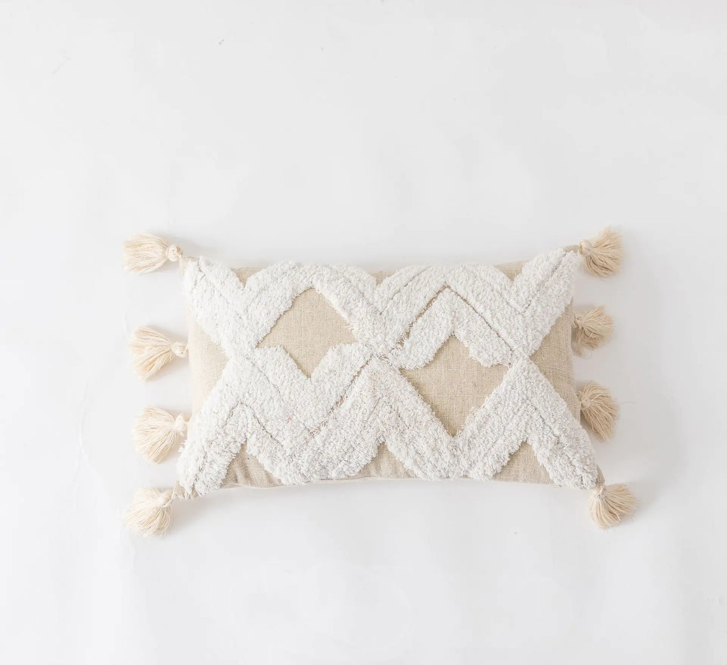 Moroccan Style Tufted Cushion with Cotton Canvas Cover