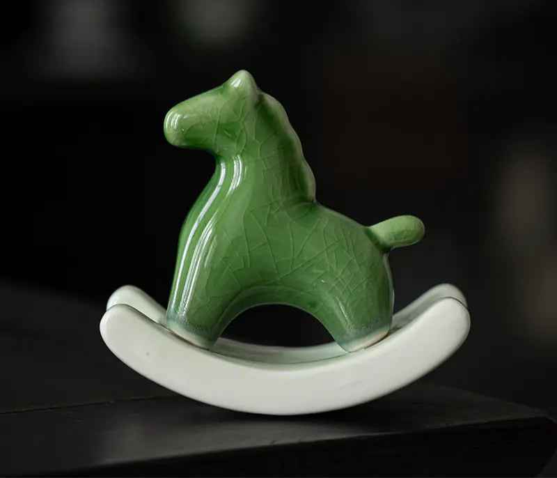 Ceramic Green Horse Tea Pet Decorative Figurine