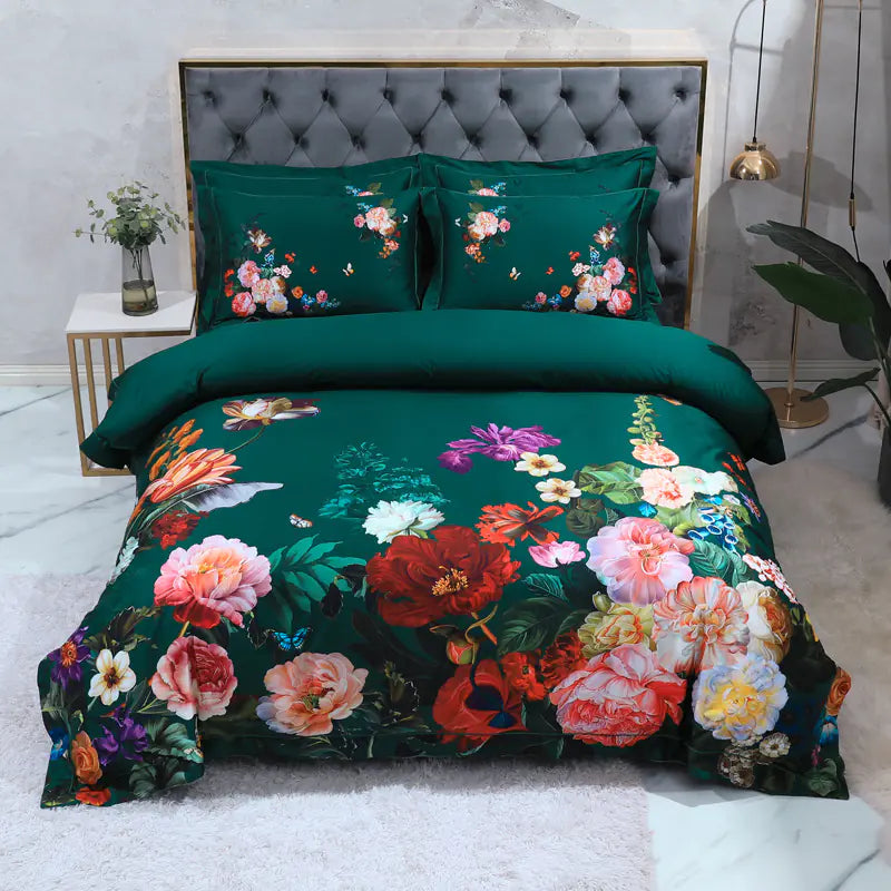Luxury 100 Cotton Digital Floral Bedding Set (4 Pieces)