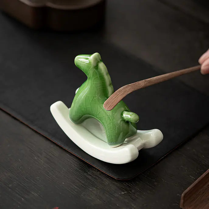 Ceramic Green Horse Tea Pet Decorative Figurine