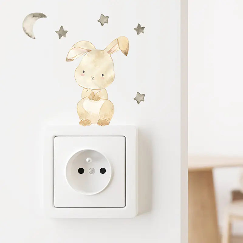 Cute Smiley Face Animal Switch Stickers for Kids' Rooms