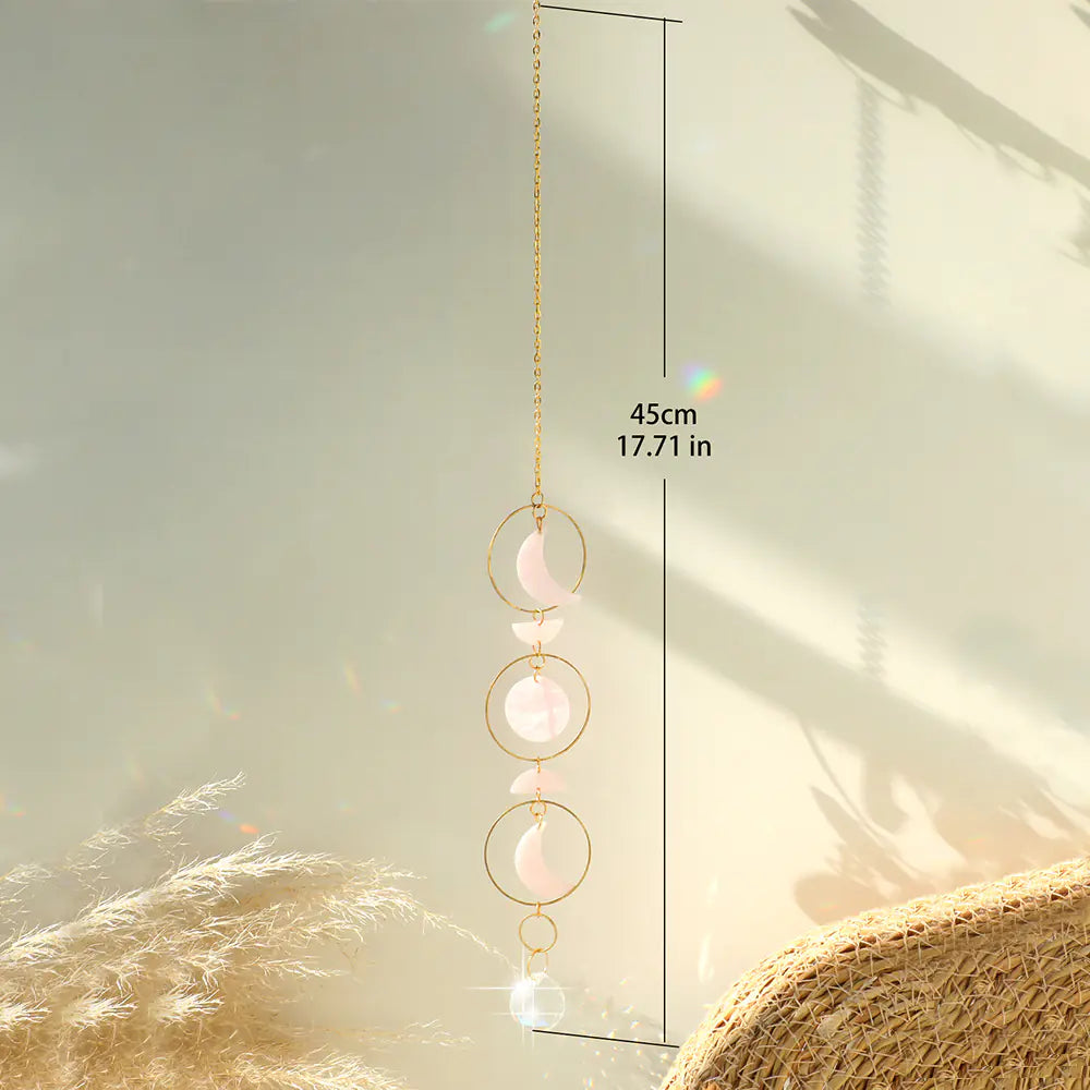 Natural Crystal Pendant with Acrylic Metal Chain Decor