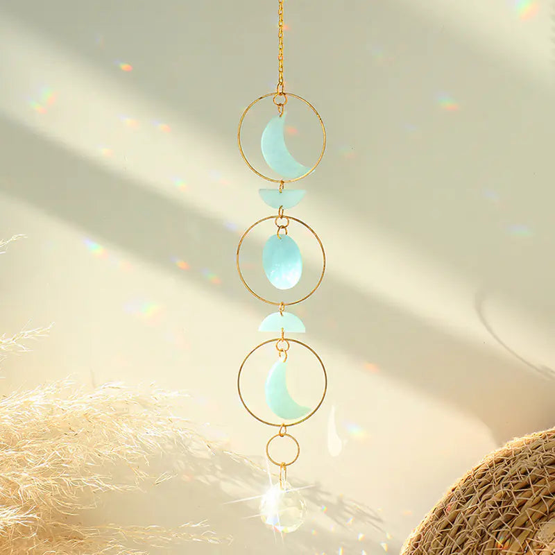 Natural Crystal Pendant with Acrylic Metal Chain Decor