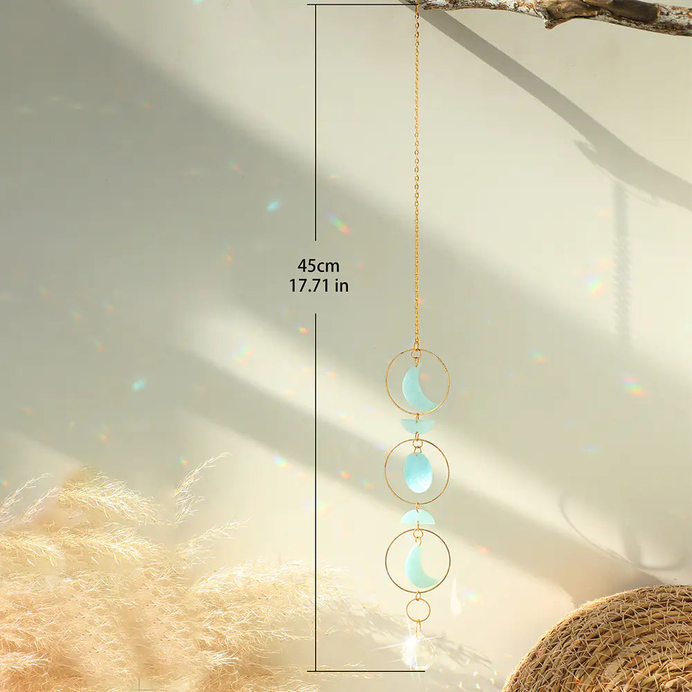 Natural Crystal Pendant with Acrylic Metal Chain Decor