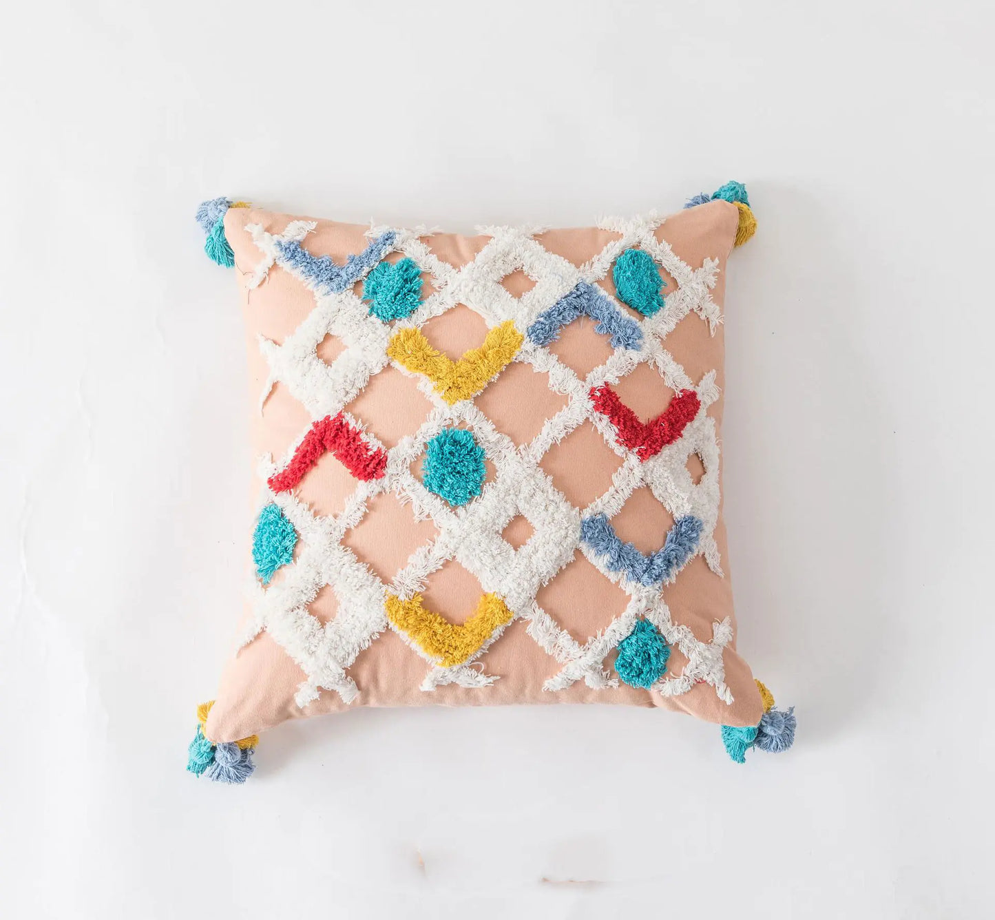 Moroccan Style Tufted Cushion with Cotton Canvas Cover