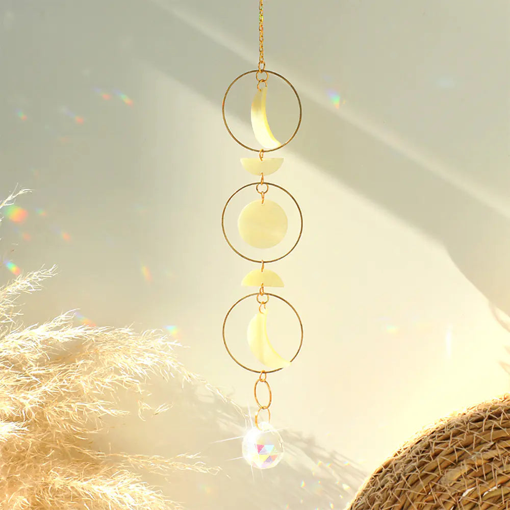 Natural Crystal Pendant with Acrylic Metal Chain Decor