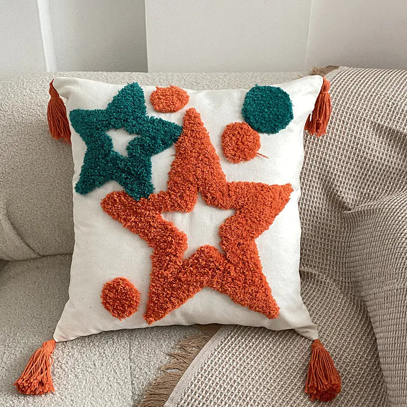 Nordic Bohemian Tufted Pentagram Pillow