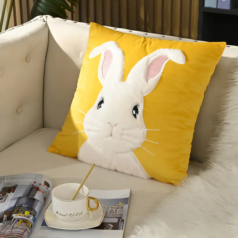 Embroidered Velvet Plush Cute Sofa Cushion Cover