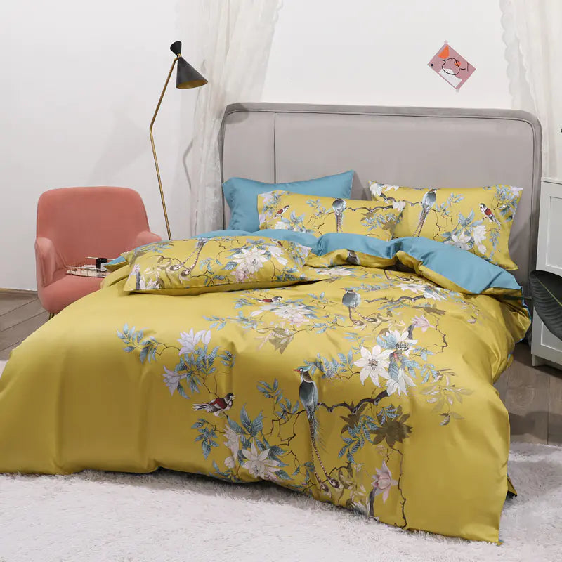 Luxury 100 Cotton Digital Floral Bedding Set (4 Pieces)
