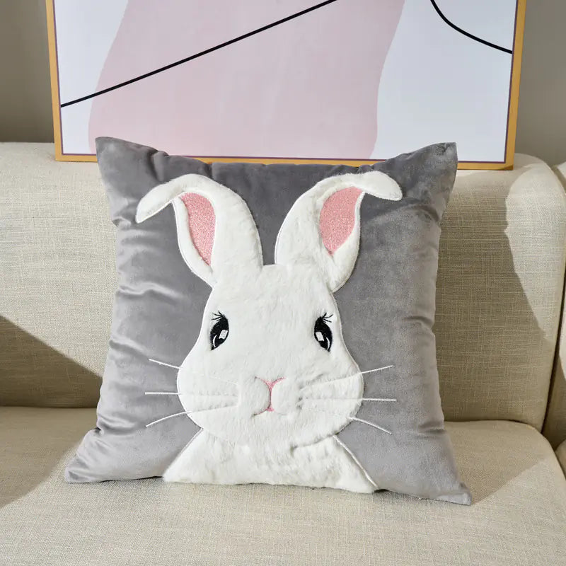 Embroidered Velvet Plush Cute Sofa Cushion Cover