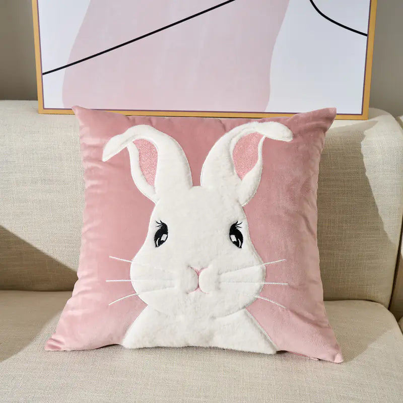 Embroidered Velvet Plush Cute Sofa Cushion Cover