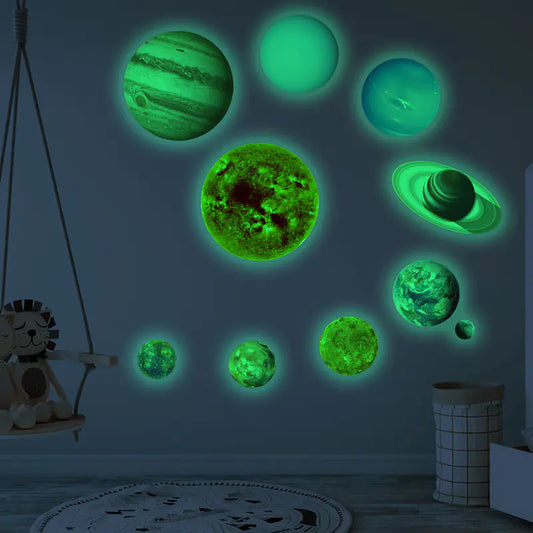 Glow-in-the-Dark Planet Wall Stickers for Kids' Room