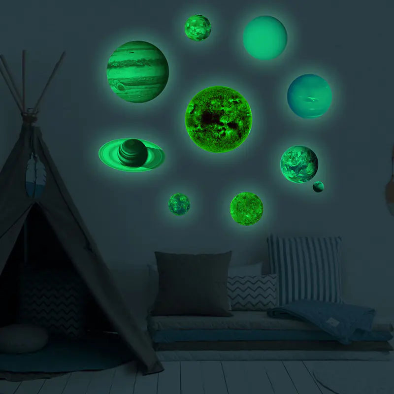 Glow-in-the-Dark Planet Wall Stickers for Kids' Room