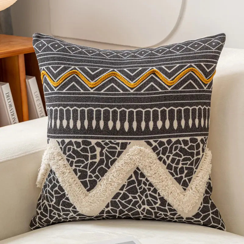 Ethnic Style Tufted Pillow Cover for Living Room Sofa