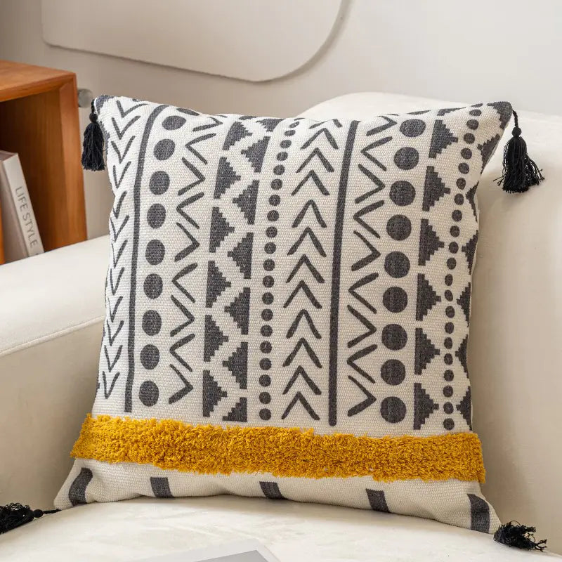 Ethnic Style Tufted Pillow Cover for Living Room Sofa