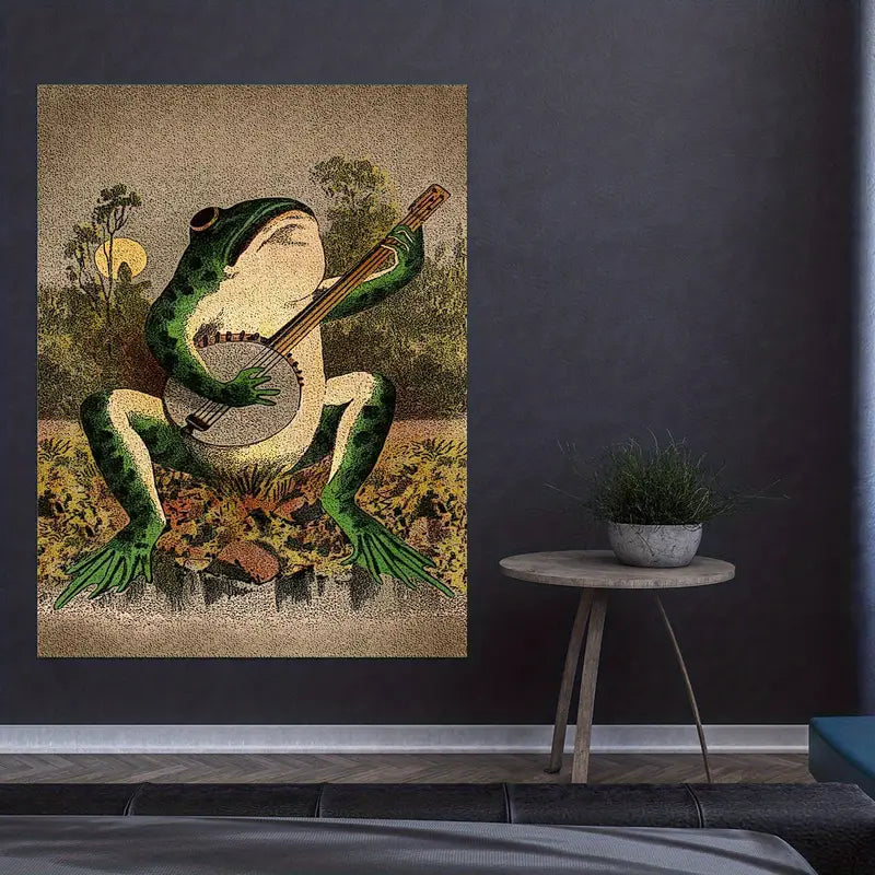 Banjo Frog Canvas Print Wall Art for Living Room Decor