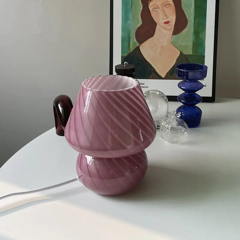 Vintage Glass Table Lamp for Bedroom or Guesthouse