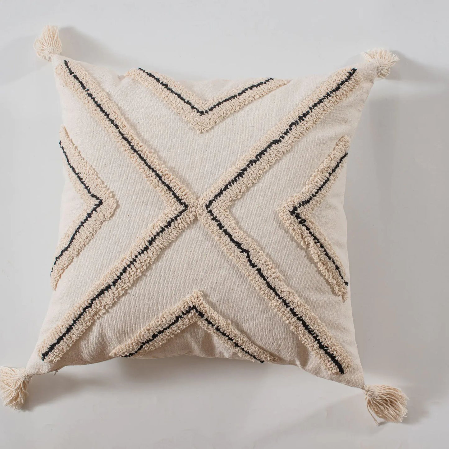 Ethnic Style Tufted Tassel Cushion Pillow Cover