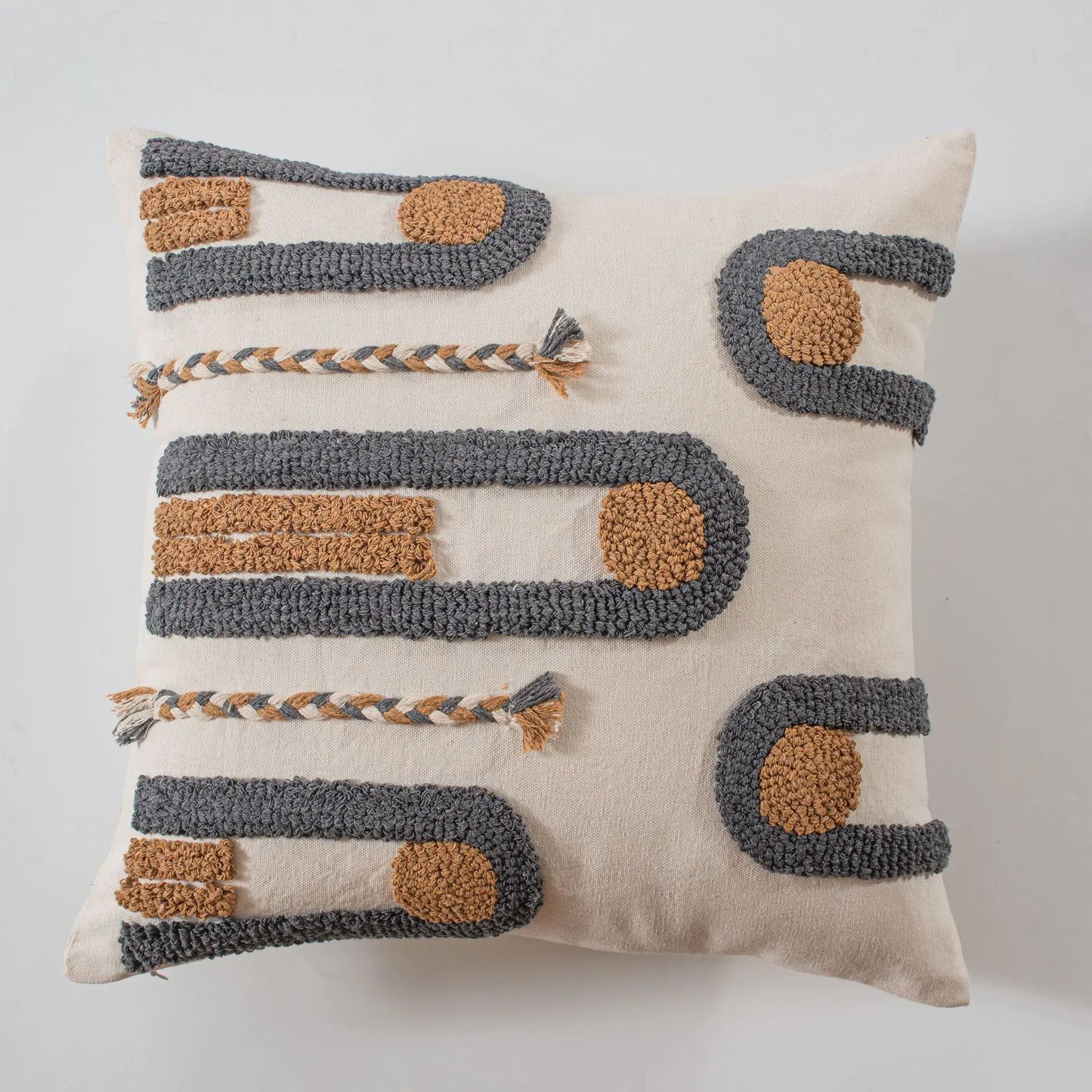 Ethnic Style Tufted Tassel Cushion Pillow Cover