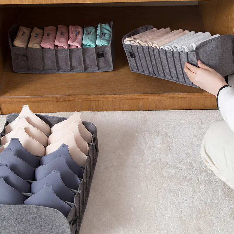 European Fabric Underwear Storage Box with Dividers