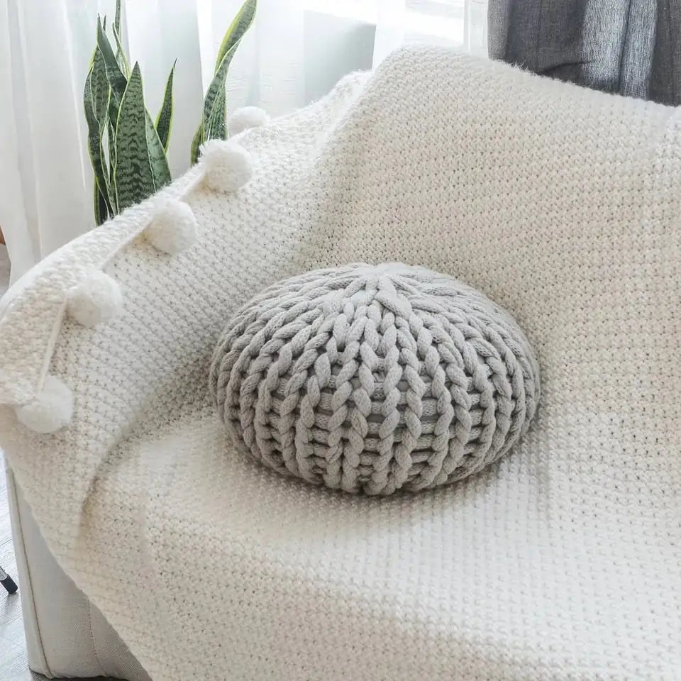 Creative Round Futon Handmade Thick Wool Woven Pillow