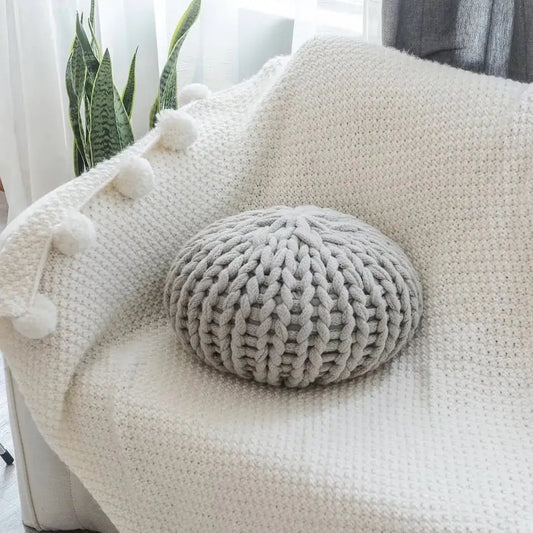 Creative Round Futon Handmade Thick Wool Woven Pillow