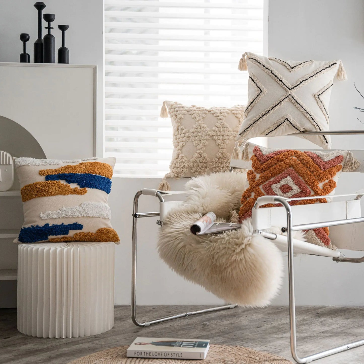 Ethnic Style Tufted Tassel Cushion Pillow Cover