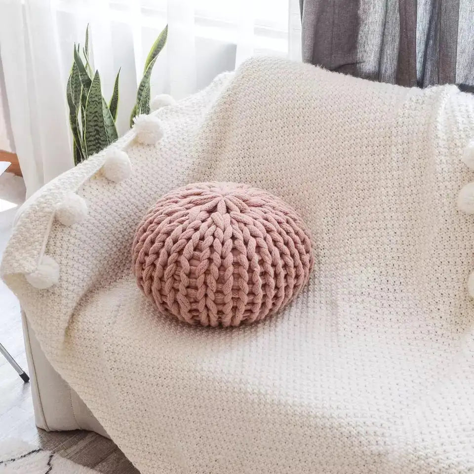 Creative Round Futon Handmade Thick Wool Woven Pillow