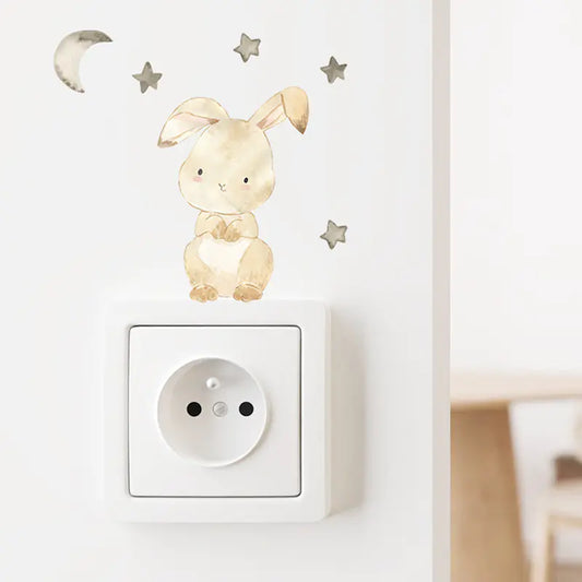 Cute Smiley Face Animal Switch Stickers for Kids' Rooms