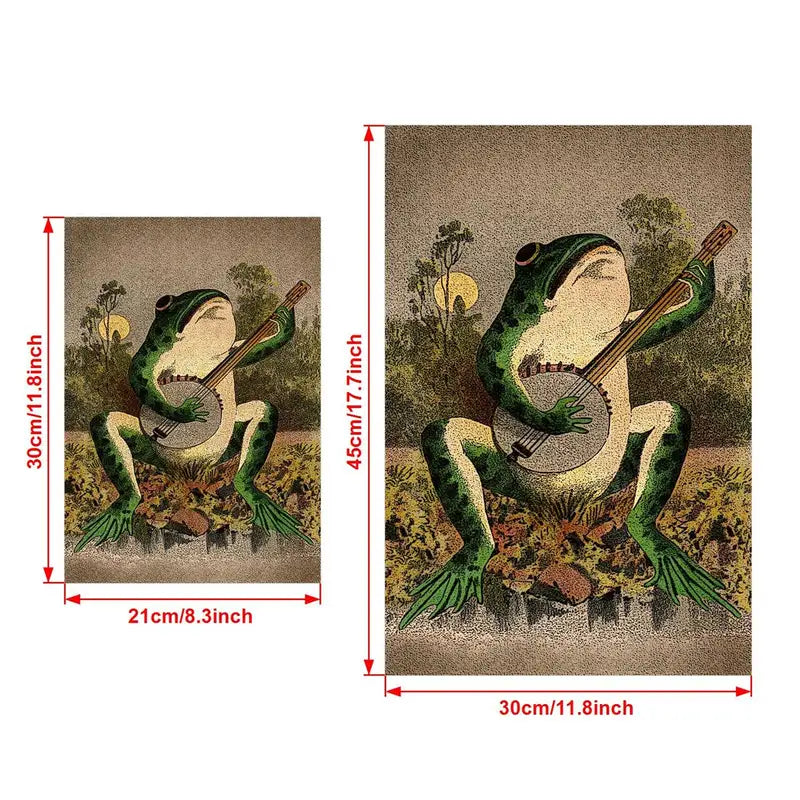 Banjo Frog Canvas Print Wall Art for Living Room Decor
