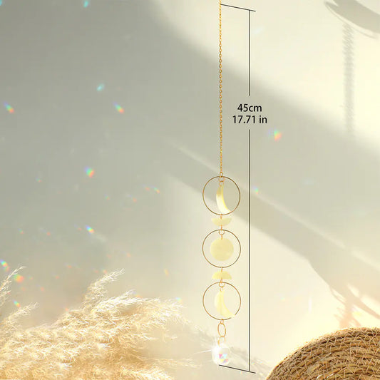 Natural Crystal Pendant with Acrylic Metal Chain Decor