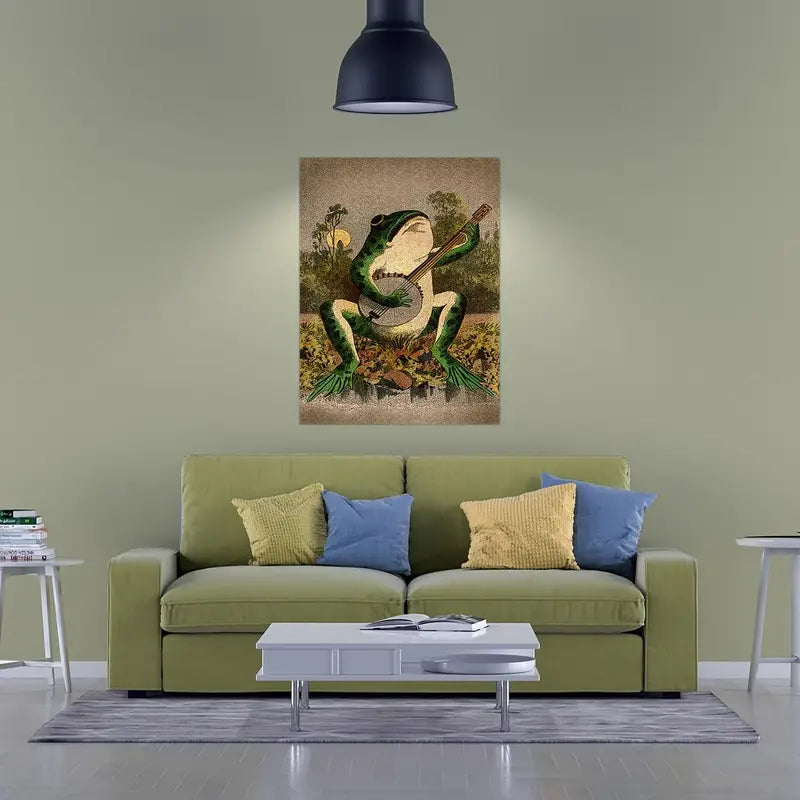 Banjo Frog Canvas Print Wall Art for Living Room Decor