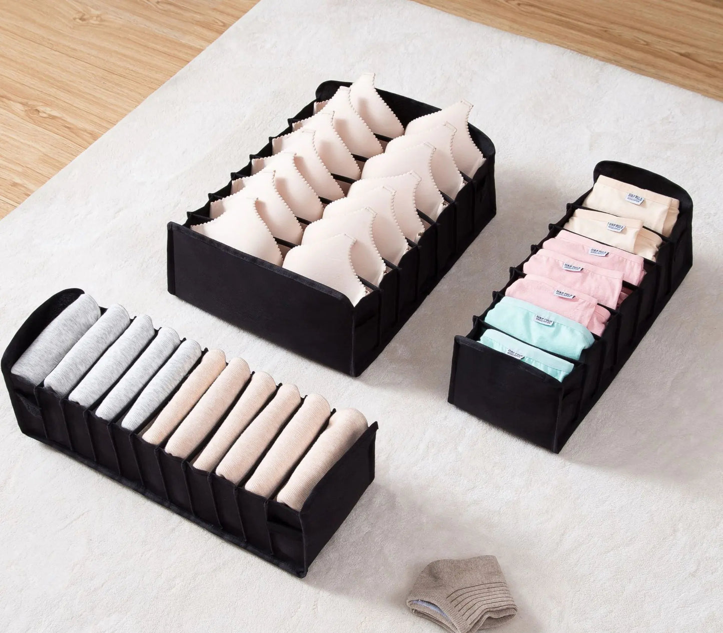 European Fabric Underwear Storage Box with Dividers