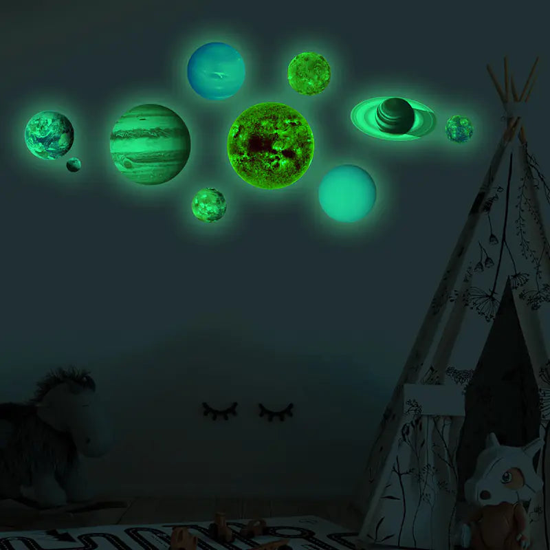 Glow-in-the-Dark Planet Wall Stickers for Kids' Room