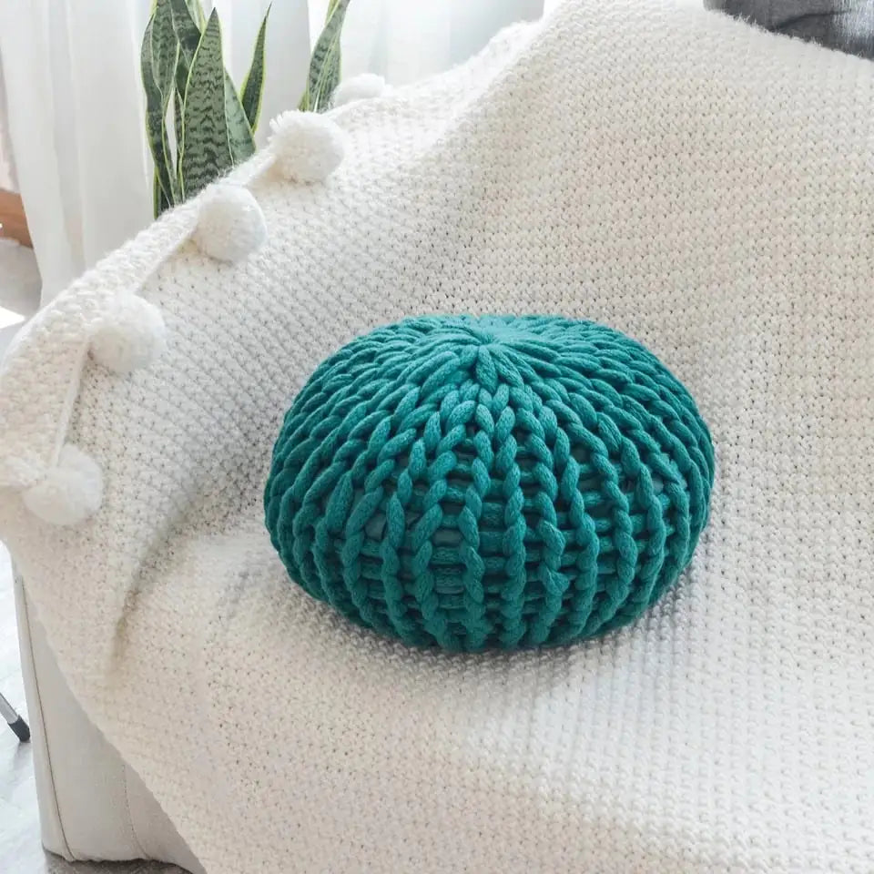 Creative Round Futon Handmade Thick Wool Woven Pillow