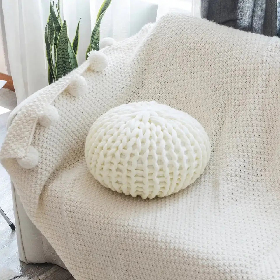 Creative Round Futon Handmade Thick Wool Woven Pillow